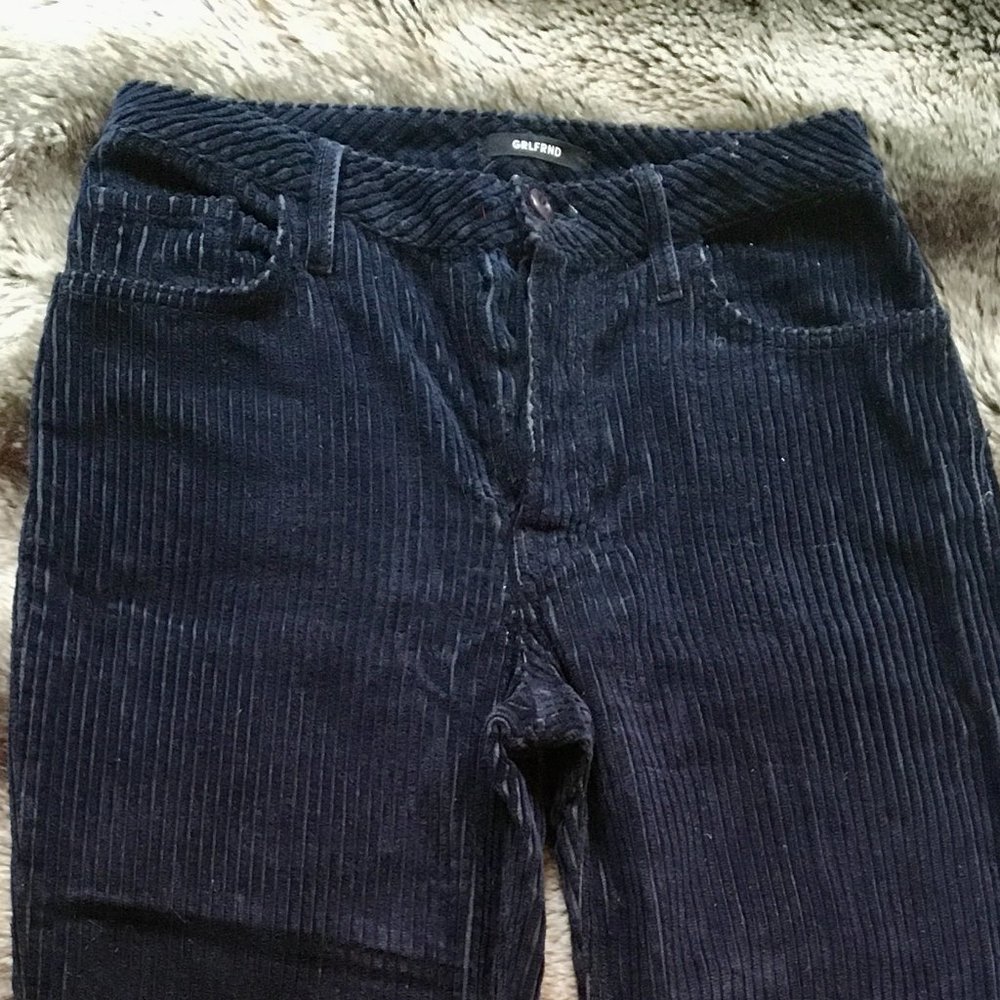 GRLFRND Pants Helena Corduroy Straight Leg Button Fly Blue Women's 26